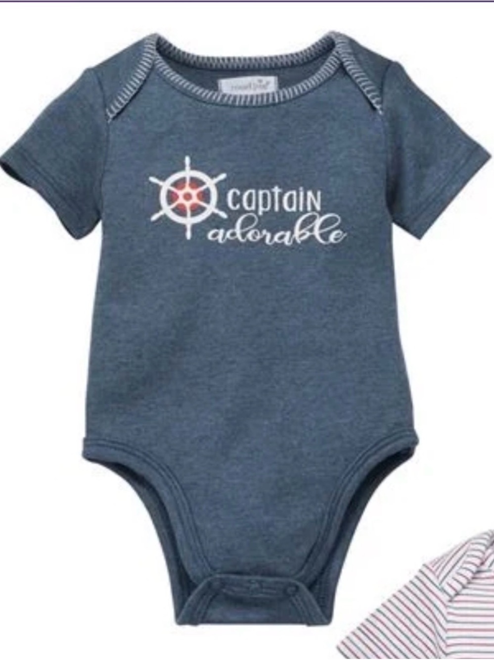 BNWT MUD PIE “CAPTAIN ADORABLE”NAUTICAL BLUE BABY ONESIE SIZE 0-6 MONTHS